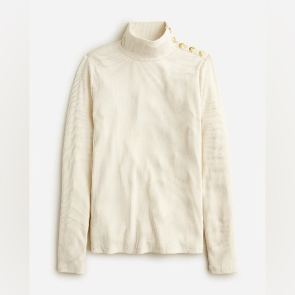 J crew Vintage rib turtleneck with buttons ivory - Picture 1 of 3